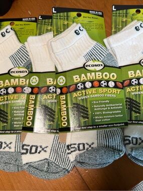 Ecosox Bamboo Active Sport Men's White/Grey Crew Socks - 4 Pack
